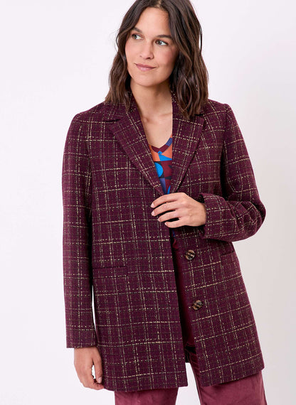 Manteau droit à carreaux AUDREY