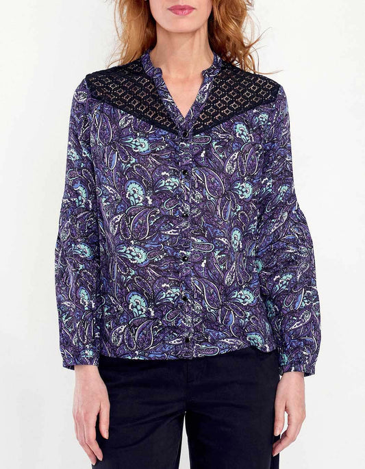 Chemisier imprimé coton bio dentelle SHIMLA