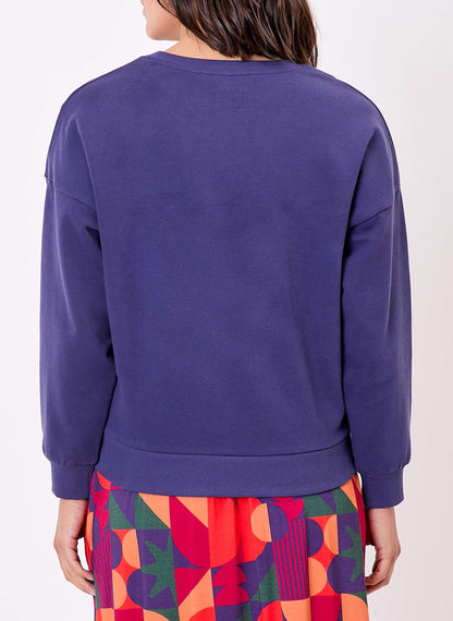 Sweat coton bio col rond PRUNE