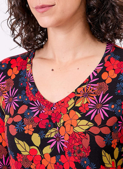 T-shirt imprimé maille fluide col V JULIA