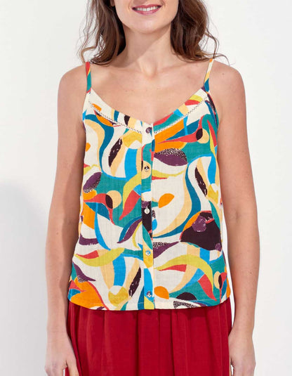 Débardeur boutons gaze de coton ULANI