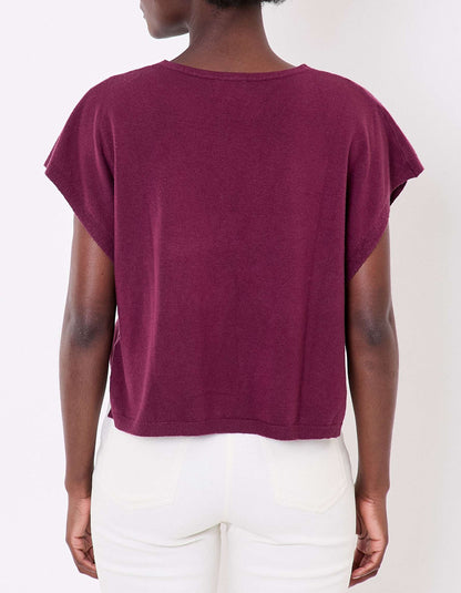 Pull maille sans manche col V SATINKA