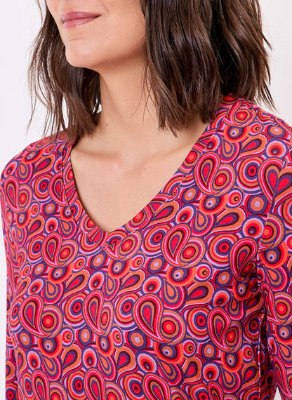 T-shirt imprimé maille fluide col V JULIA