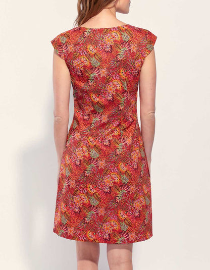 Robe coton imprimé col V sans manche OJANY