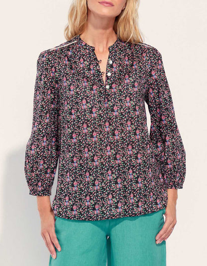 Blouse imprimée coton bio col tunisien RENATA