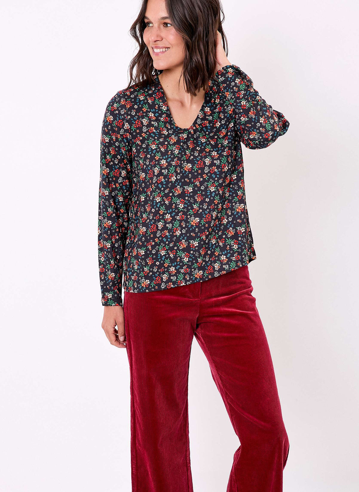 Blouse imprimée fluide col V GARYLY