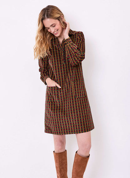 Robe droite velours imprimé côtelé PASSO