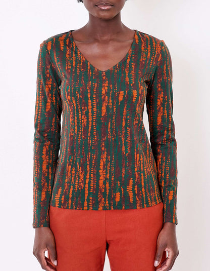 T-shirt col v imprimé coton bio VANPUR
