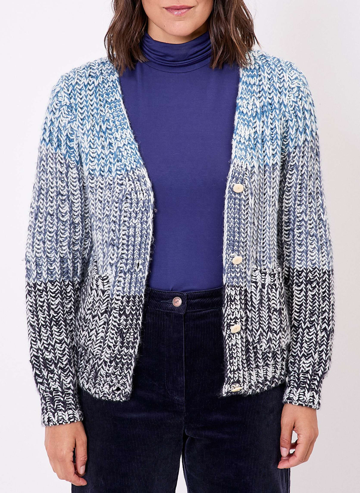 Gilet grosse maille chinée rayures PATORI