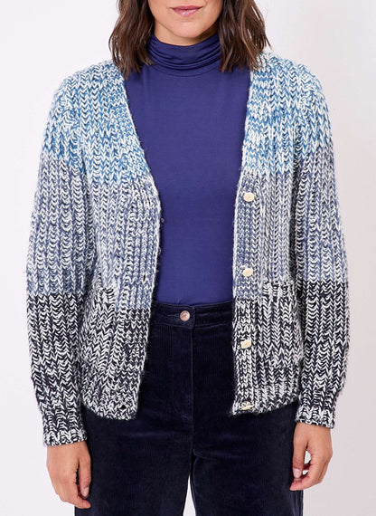 Gilet grosse maille chinée rayures PATORI