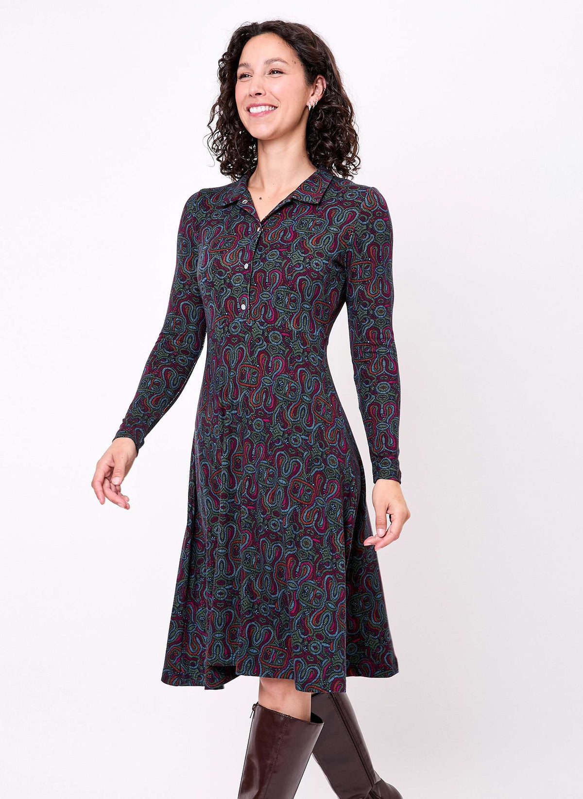 Robe chemise maille fluide imprimée SANDA
