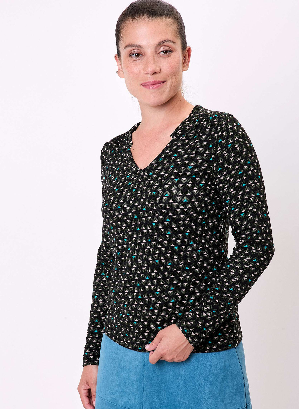 T-shirt imprimé fluide col V maille ORVAR