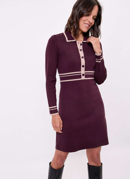 Robe maille compacte col chemisier MARGAUX