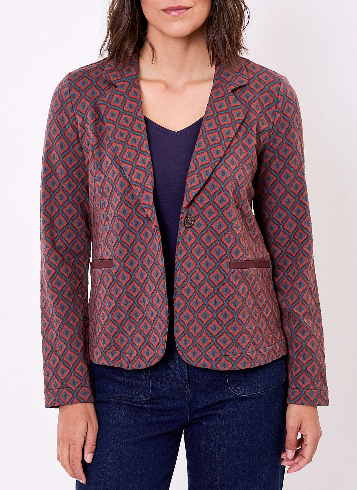 Blazer souple en maille jacquard bio ANATOLIE