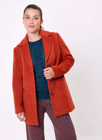 Manteau droit lainage uni AUDREY