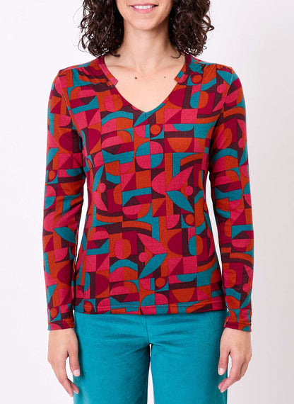 T-shirt imprimé fluide col V maille ORVAR