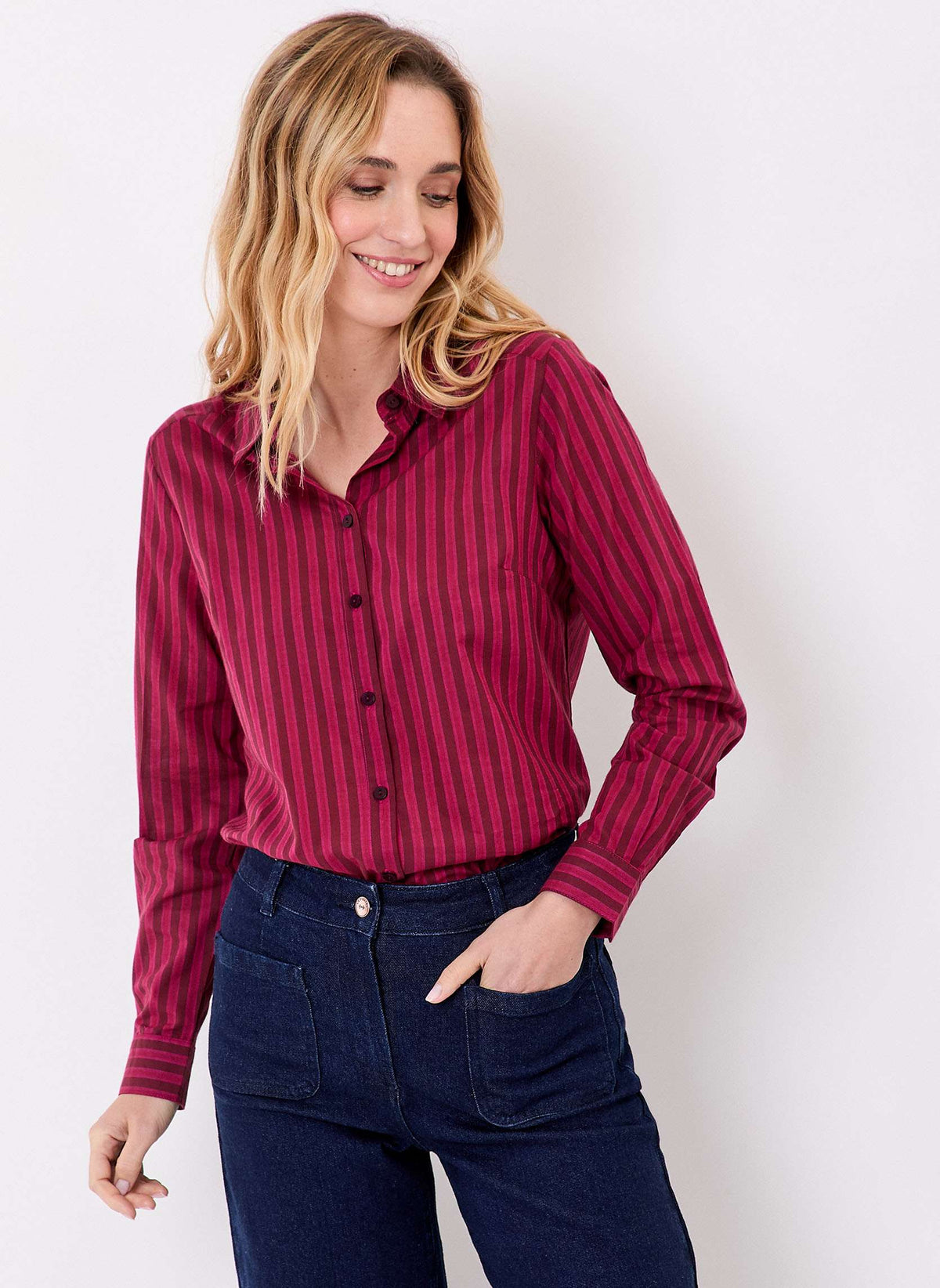 Chemise rayée droite voile de coton bio FEBINY