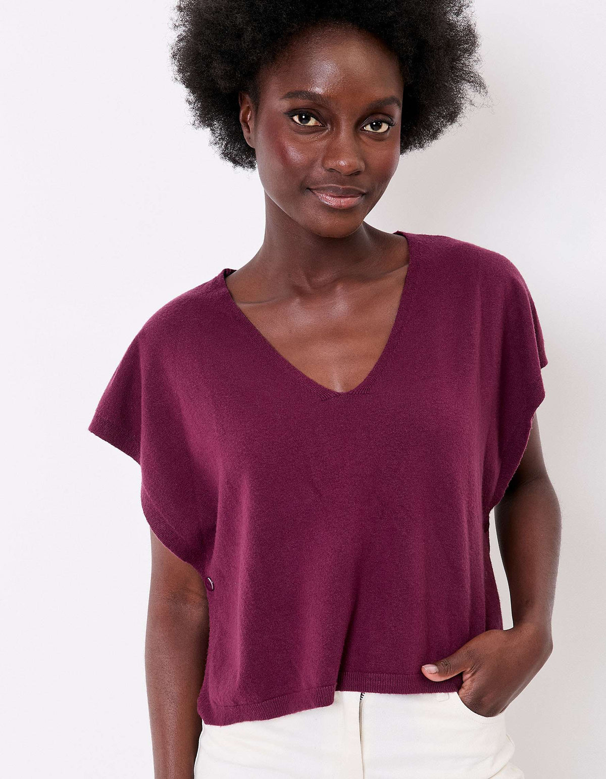 Pull maille sans manche col V SATINKA