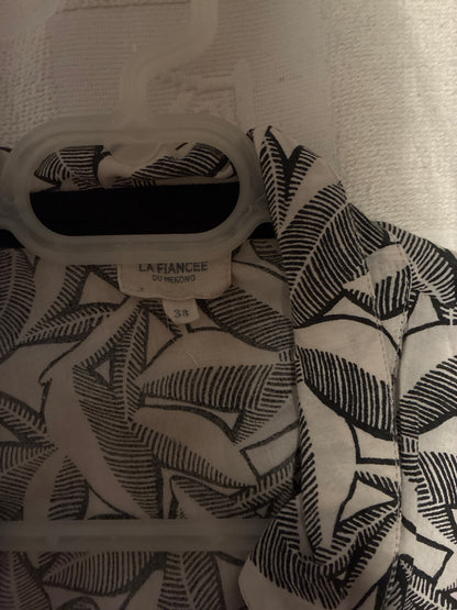 Chemisier motif blanc et noir