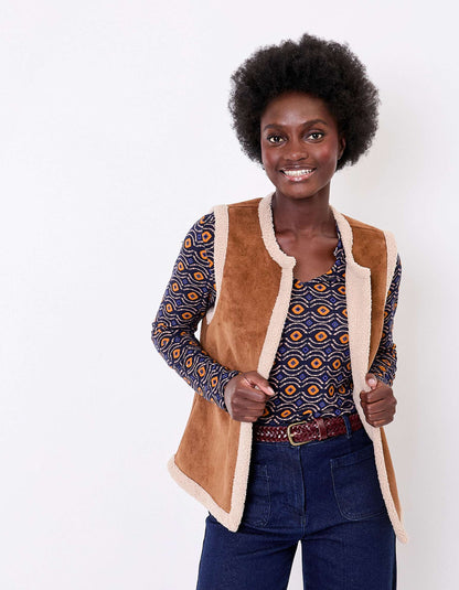 Gilet long sherpa sans manche réversible RISIA