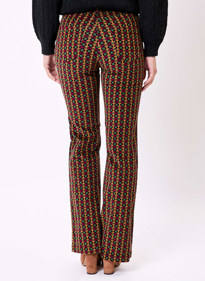 Pantalon flare velours imprimé côtelé LULU