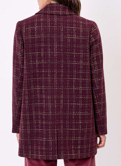 Manteau droit à carreaux AUDREY