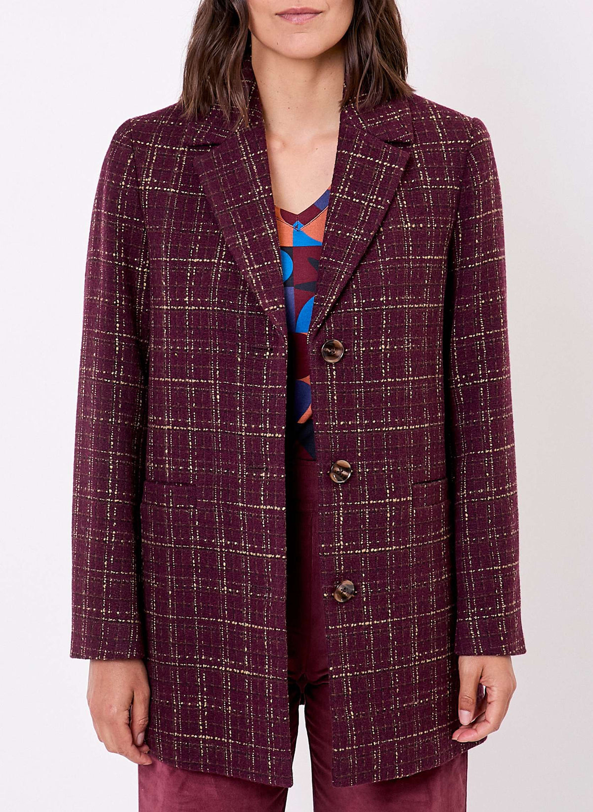 Manteau droit à carreaux AUDREY