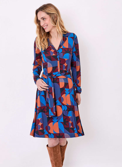 Robe imprimée maille fluide ceinturée EZONE