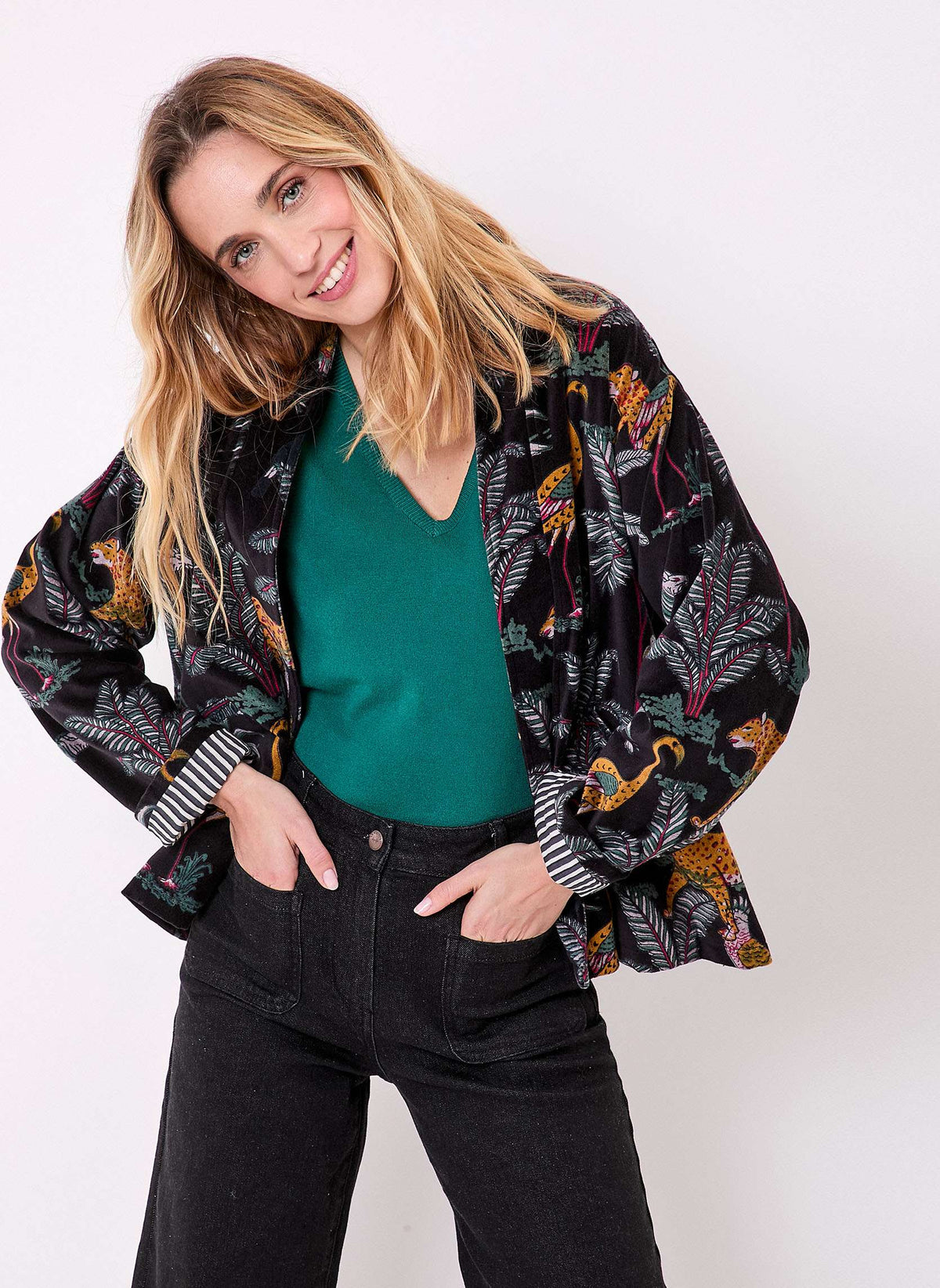Veste Kimono velours imprimé indien DHARMA