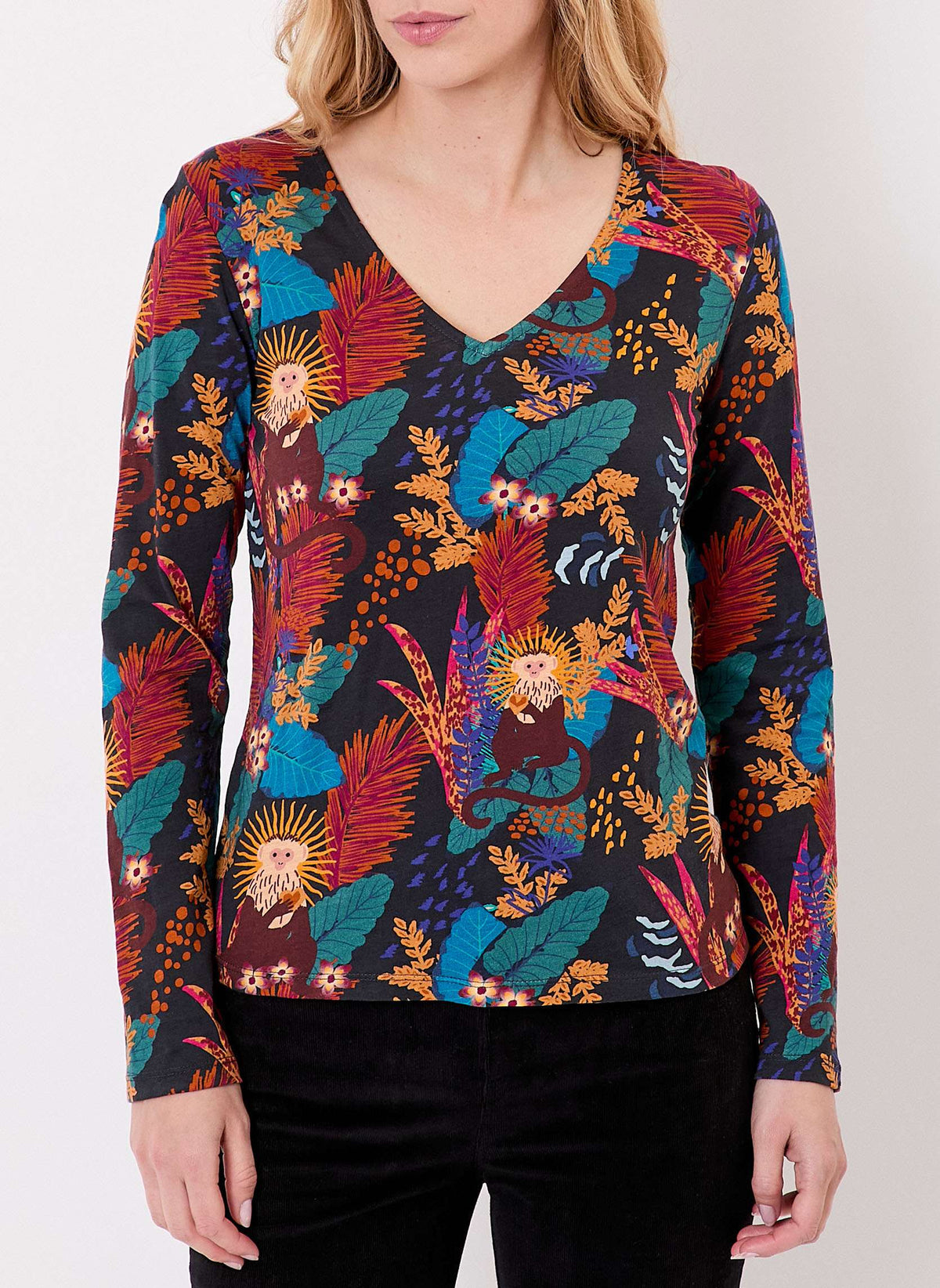 T-shirt col v imprimé coton bio VANPUR