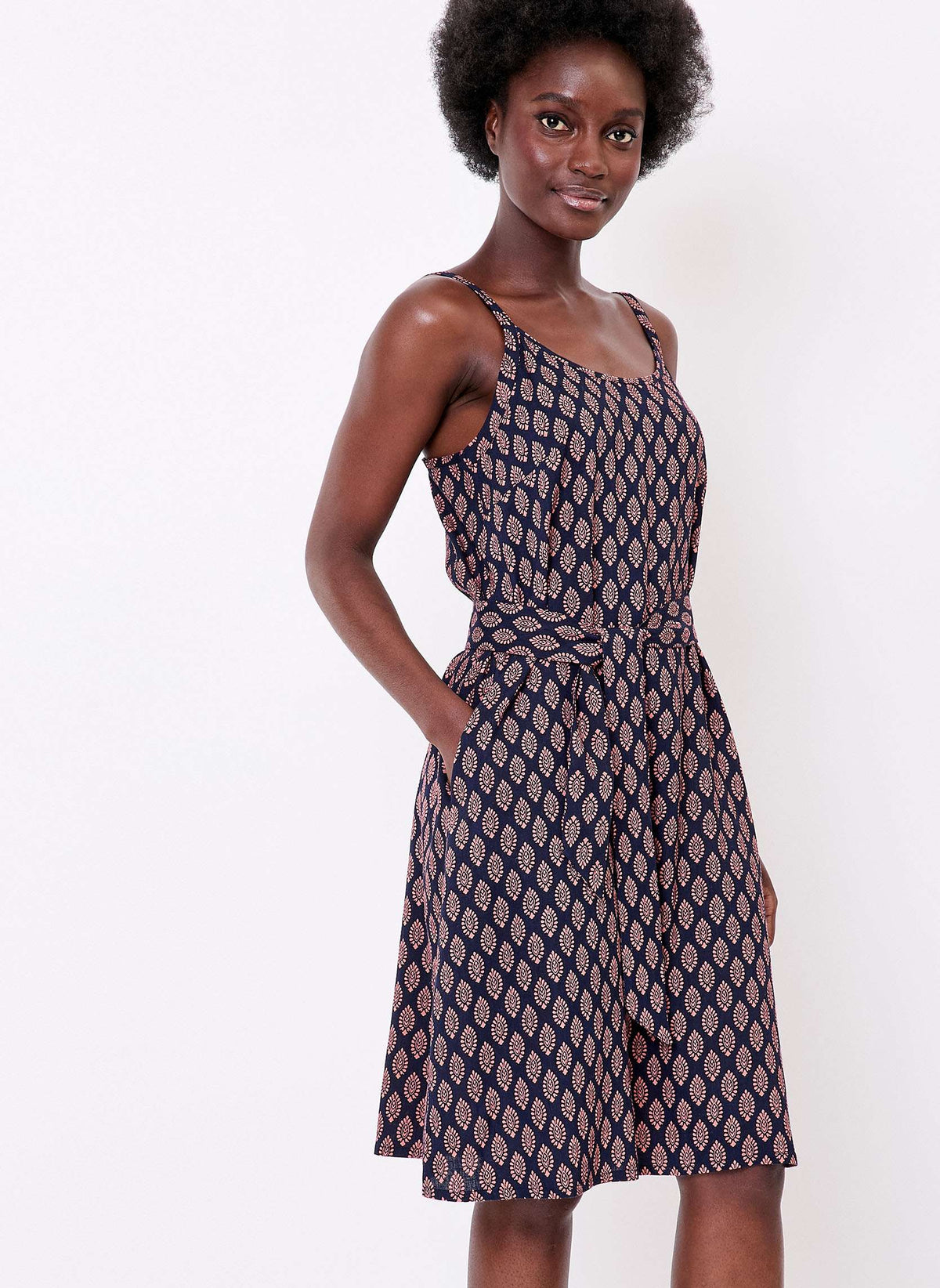 Robe imprimée fluide sans manches avec ceinture NATHOR