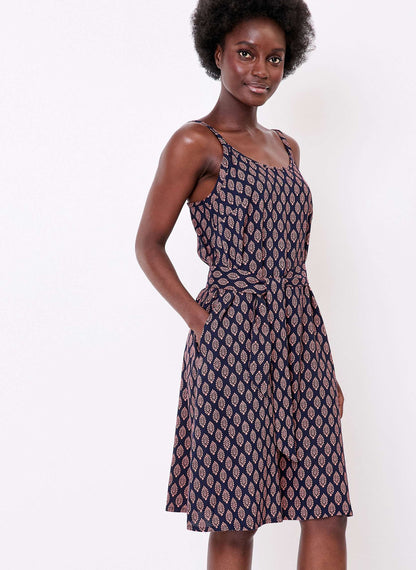 Robe imprimée fluide sans manches avec ceinture NATHOR