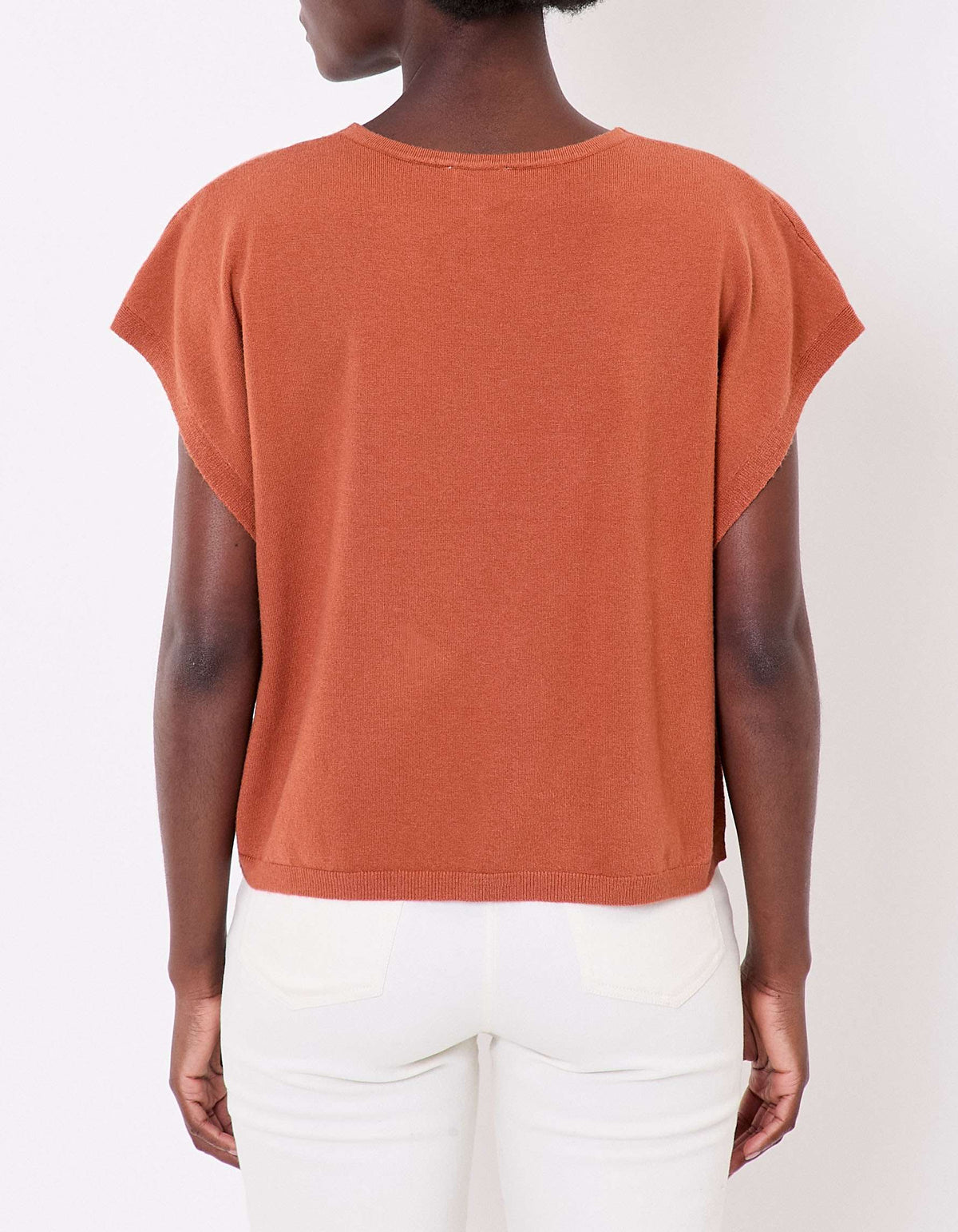 Pull maille sans manche col V SATINKA