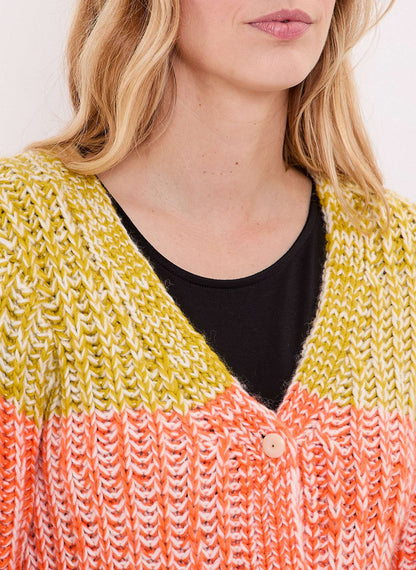 Gilet grosse maille chinée rayures PATORI