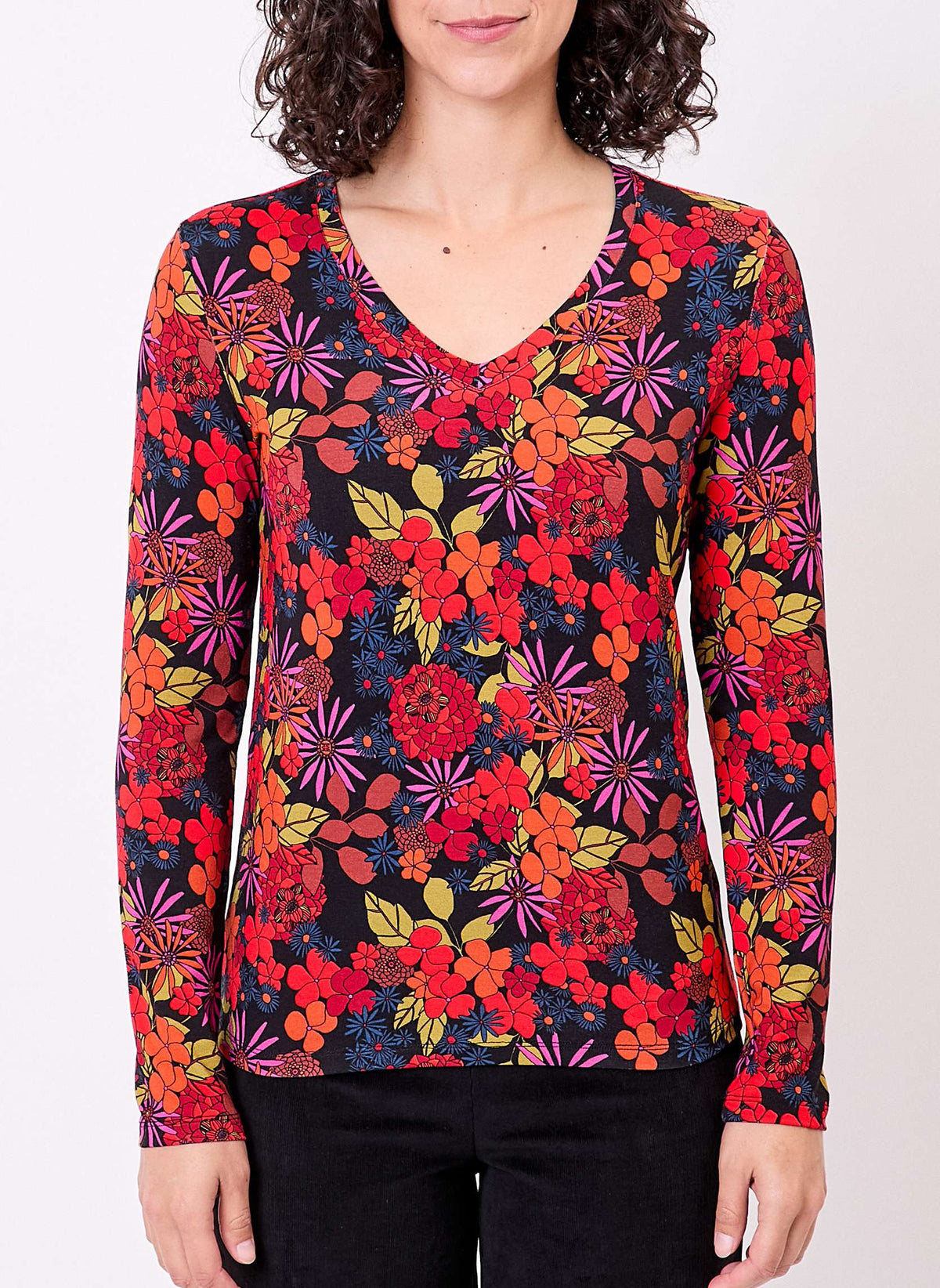 T-shirt imprimé maille fluide col V JULIA