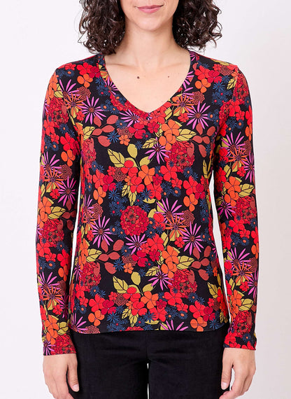 T-shirt imprimé maille fluide col V JULIA