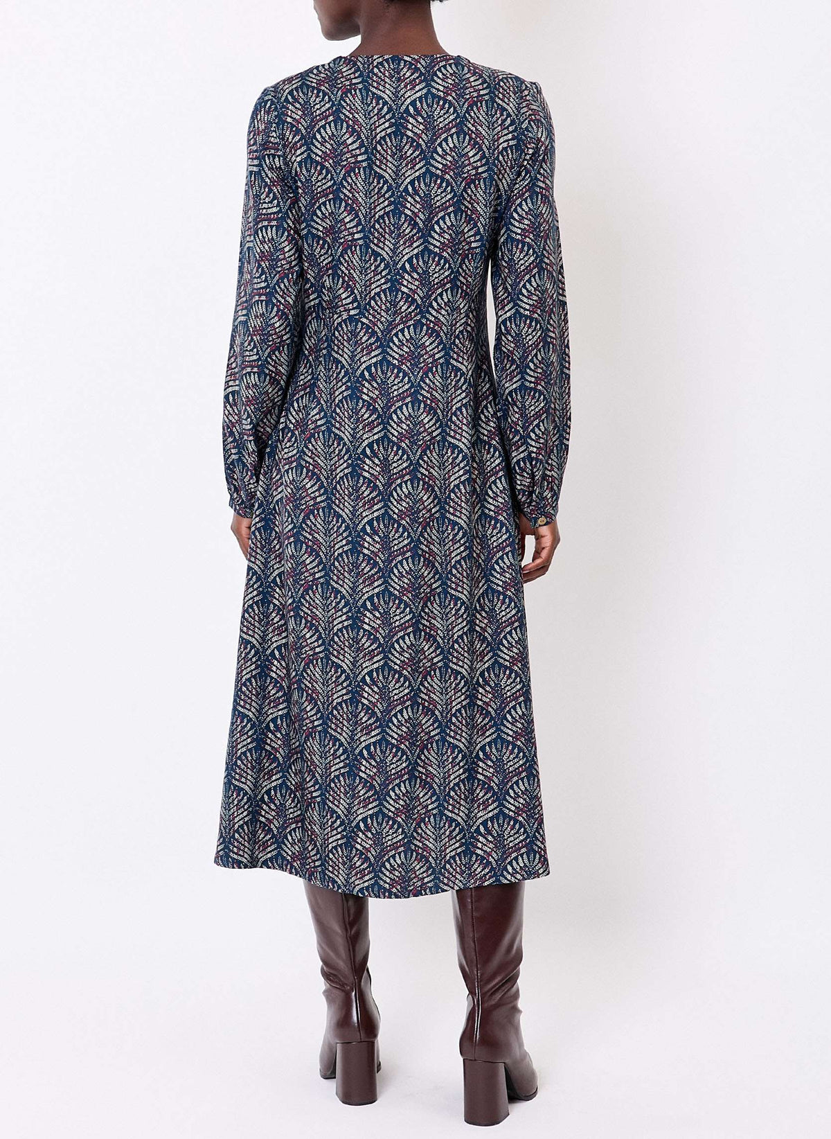 Robe midi fluide imprimée col V LAMANA