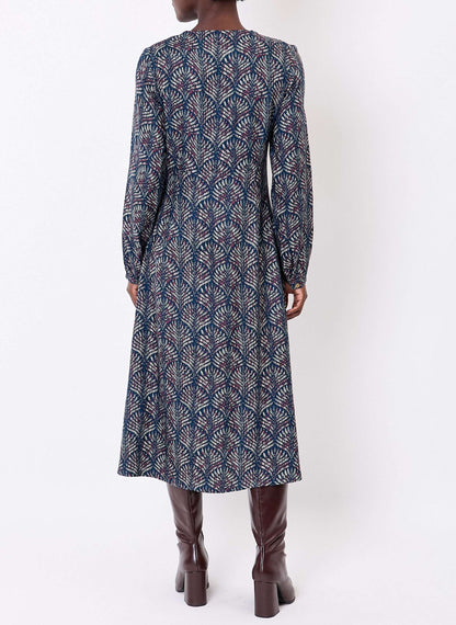Robe midi fluide imprimée col V LAMANA