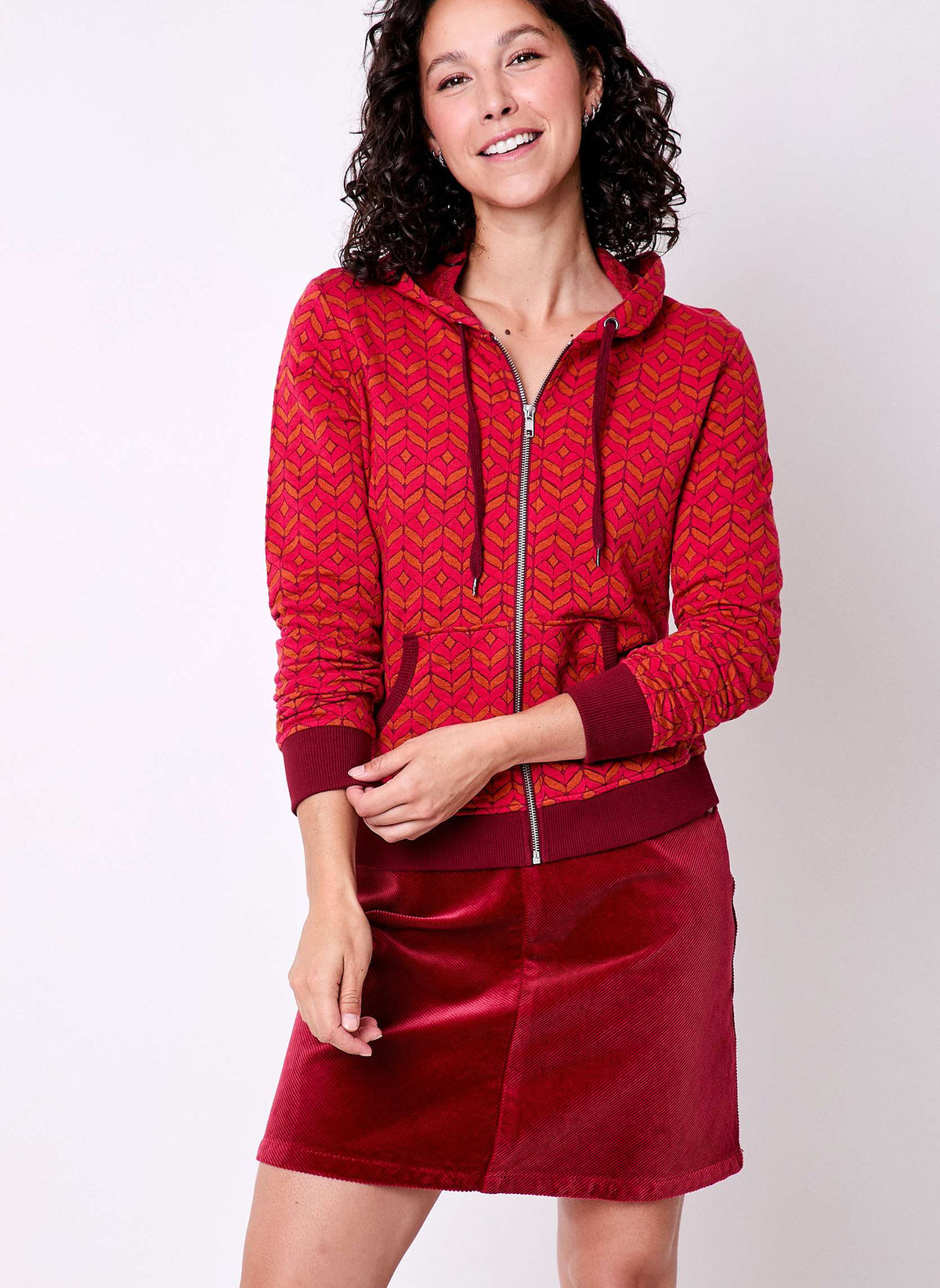 Sweat zippé maille jacquard YUMI