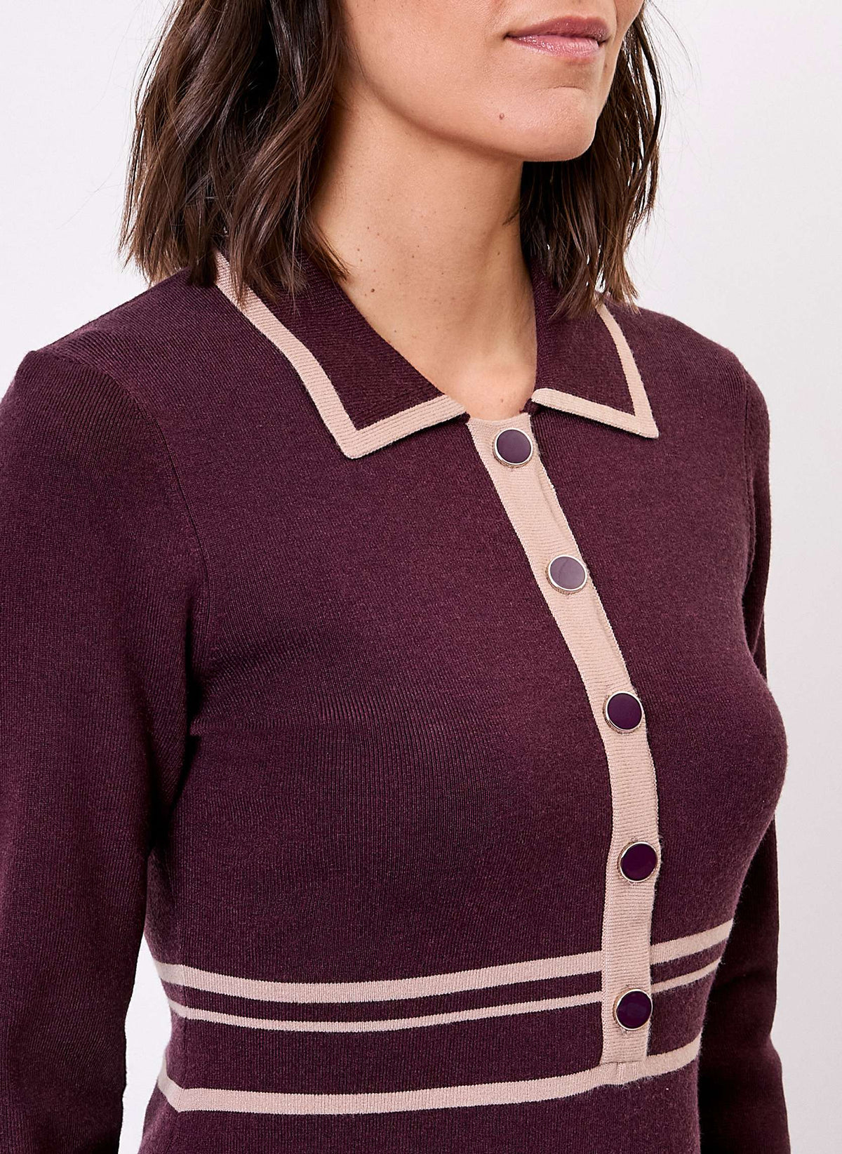 Robe maille compacte col chemisier MARGAUX