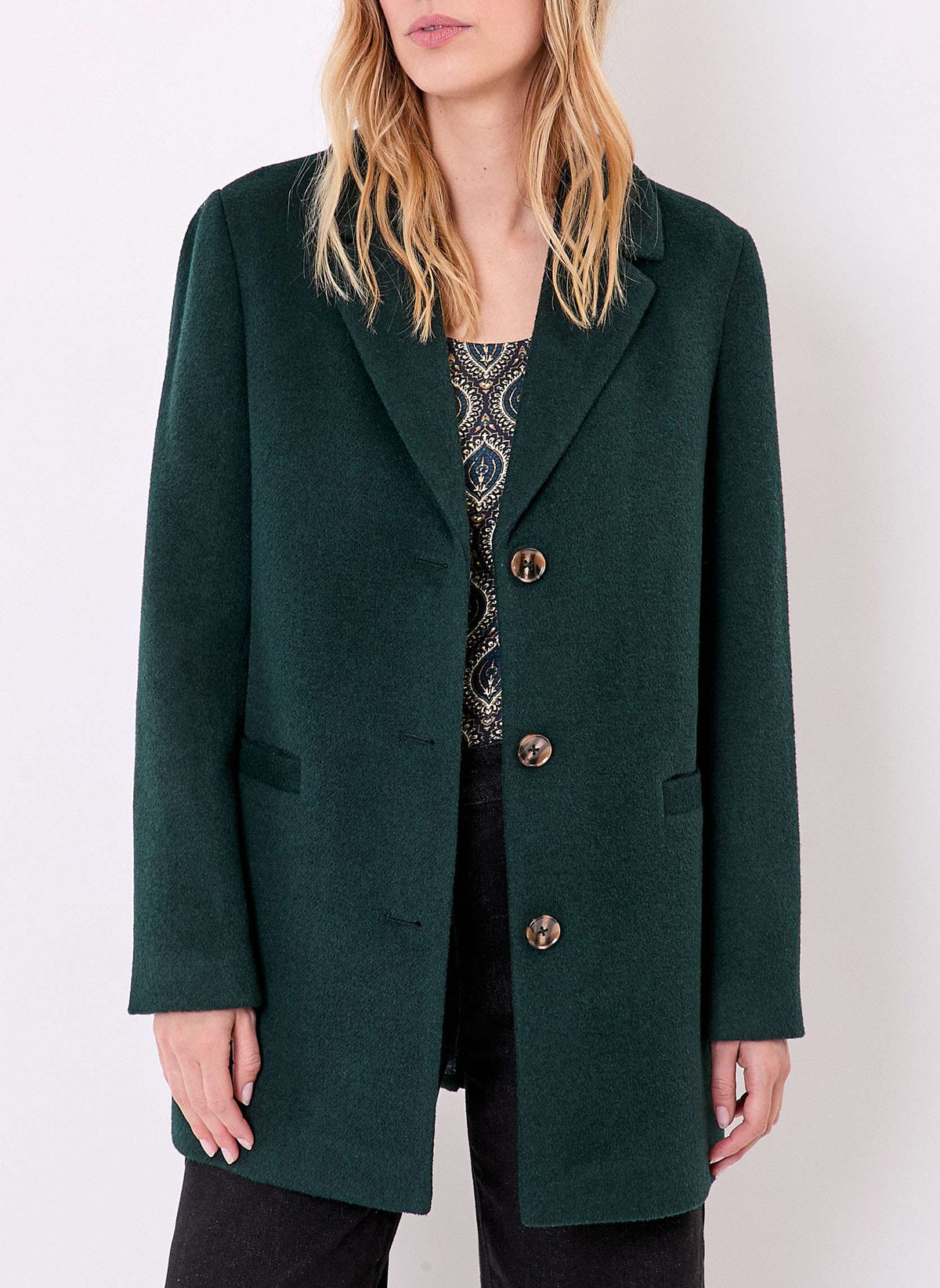 Manteau droit lainage uni AUDREY