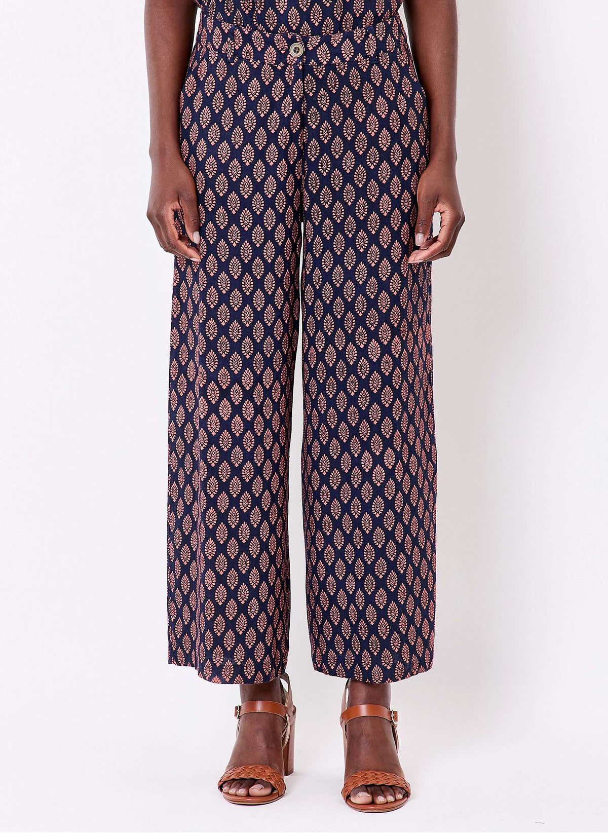 Pantalon imprimé large fluide 7/8 AMELIA