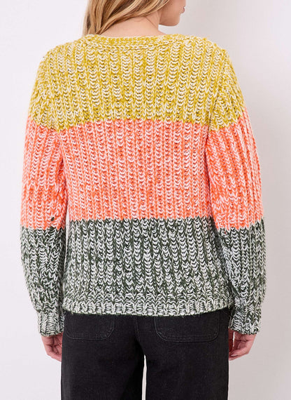 Gilet grosse maille chinée rayures PATORI