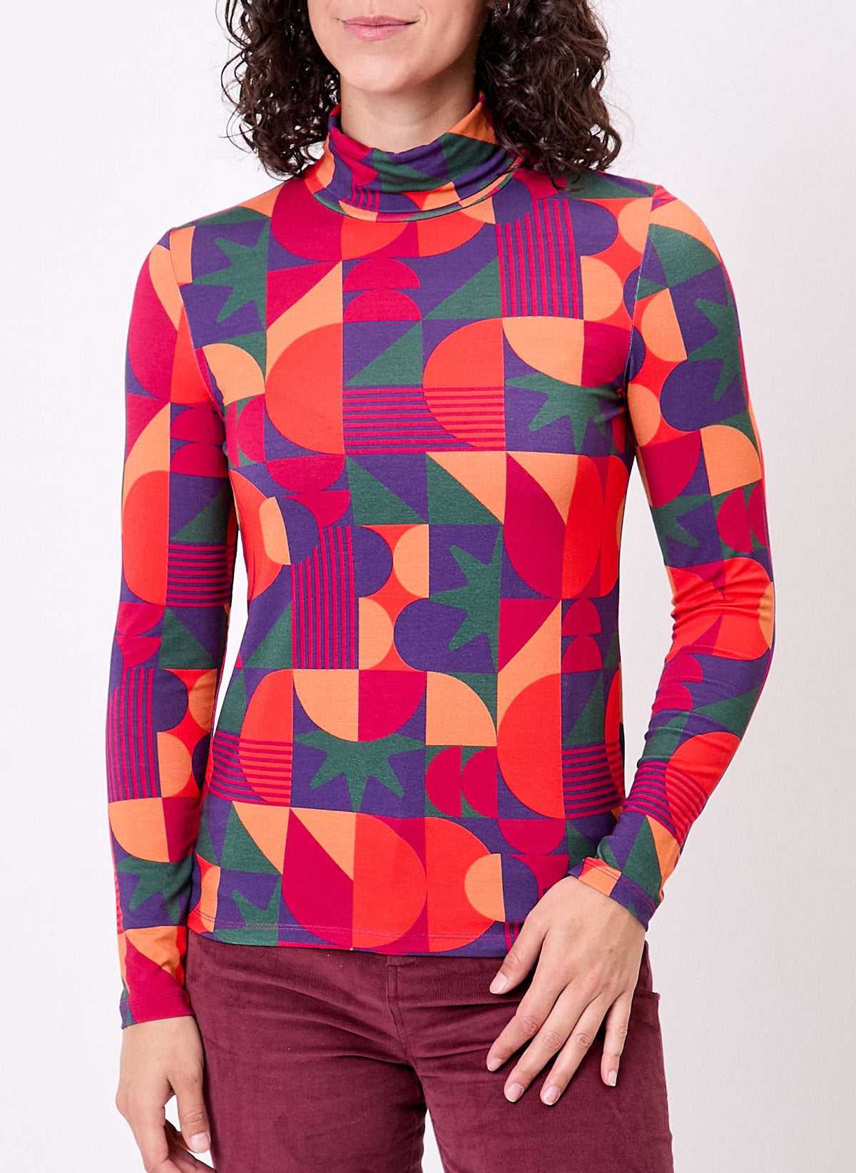 T-shirt col roulé imprimé fluide RON