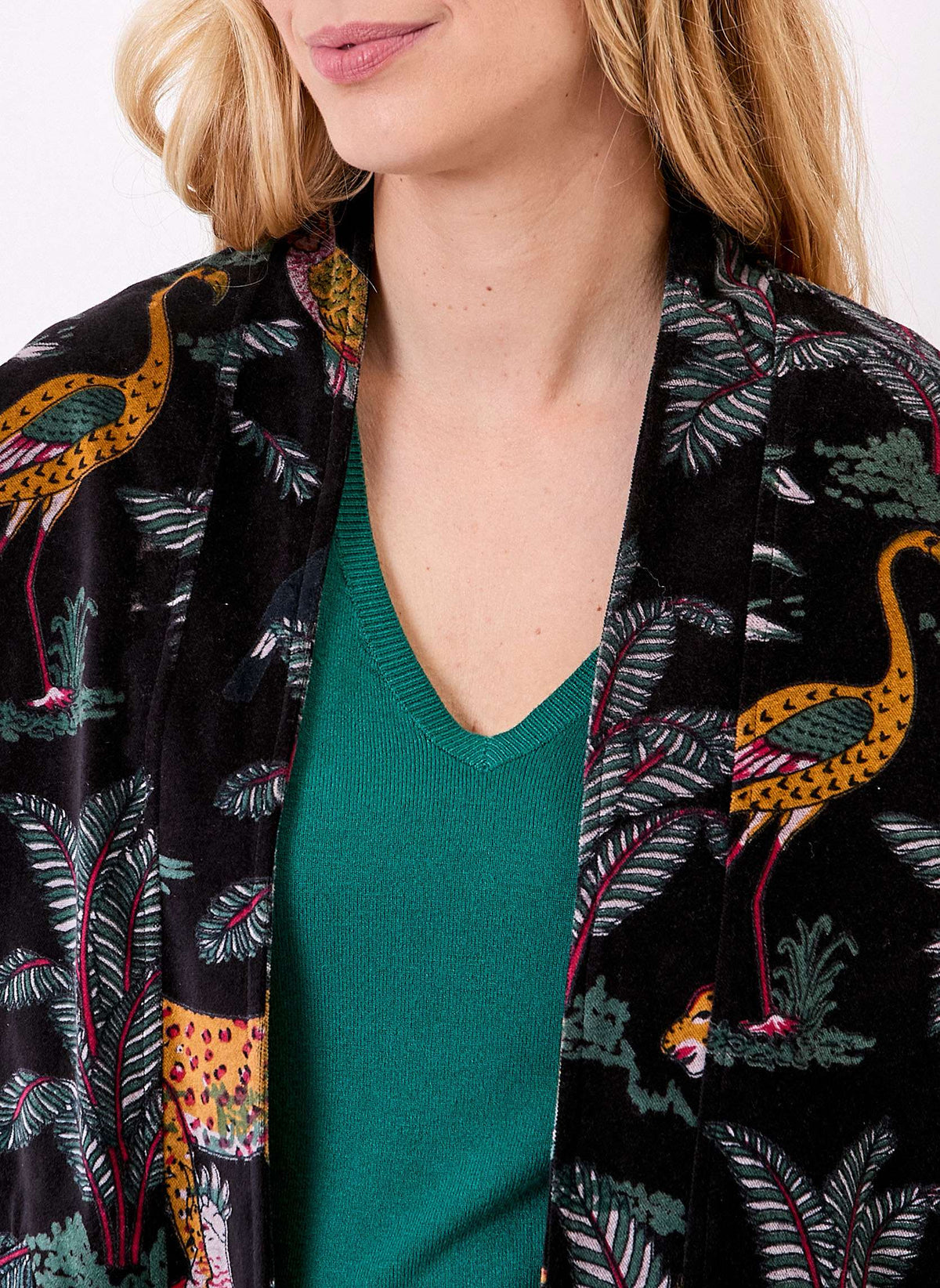 Veste Kimono velours imprimé indien DHARMA