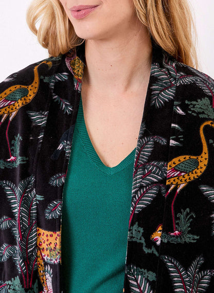 Veste Kimono velours imprimé indien DHARMA