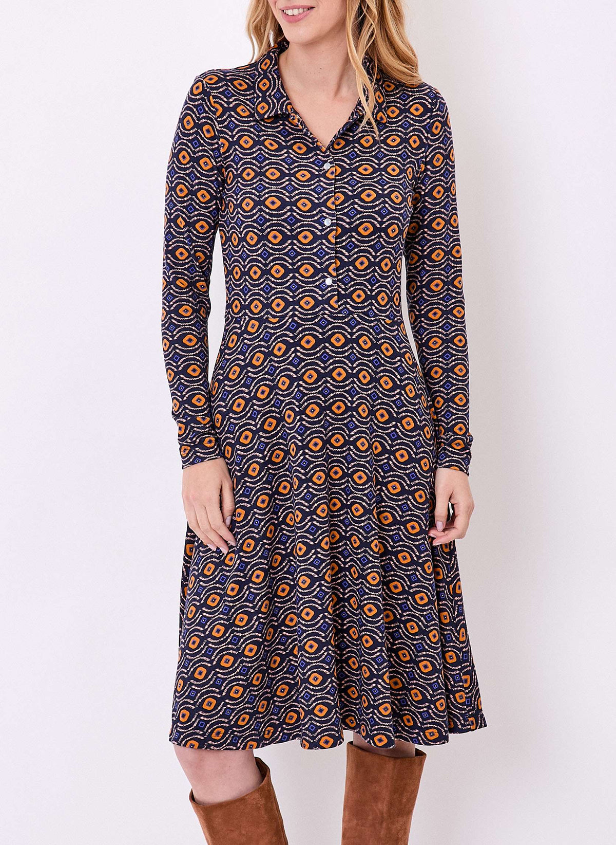 Robe chemise maille fluide imprimée SANDA