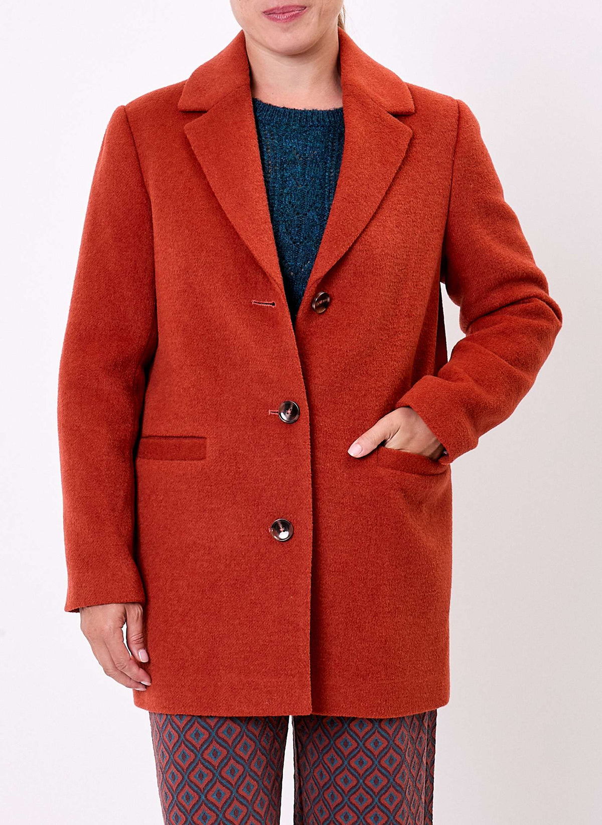 Manteau droit lainage uni AUDREY