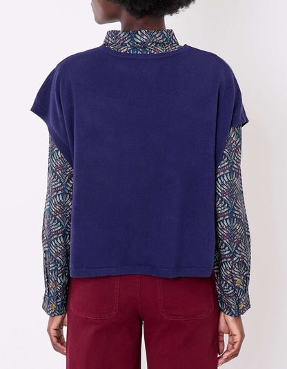 Pull maille sans manche col V SATINKA