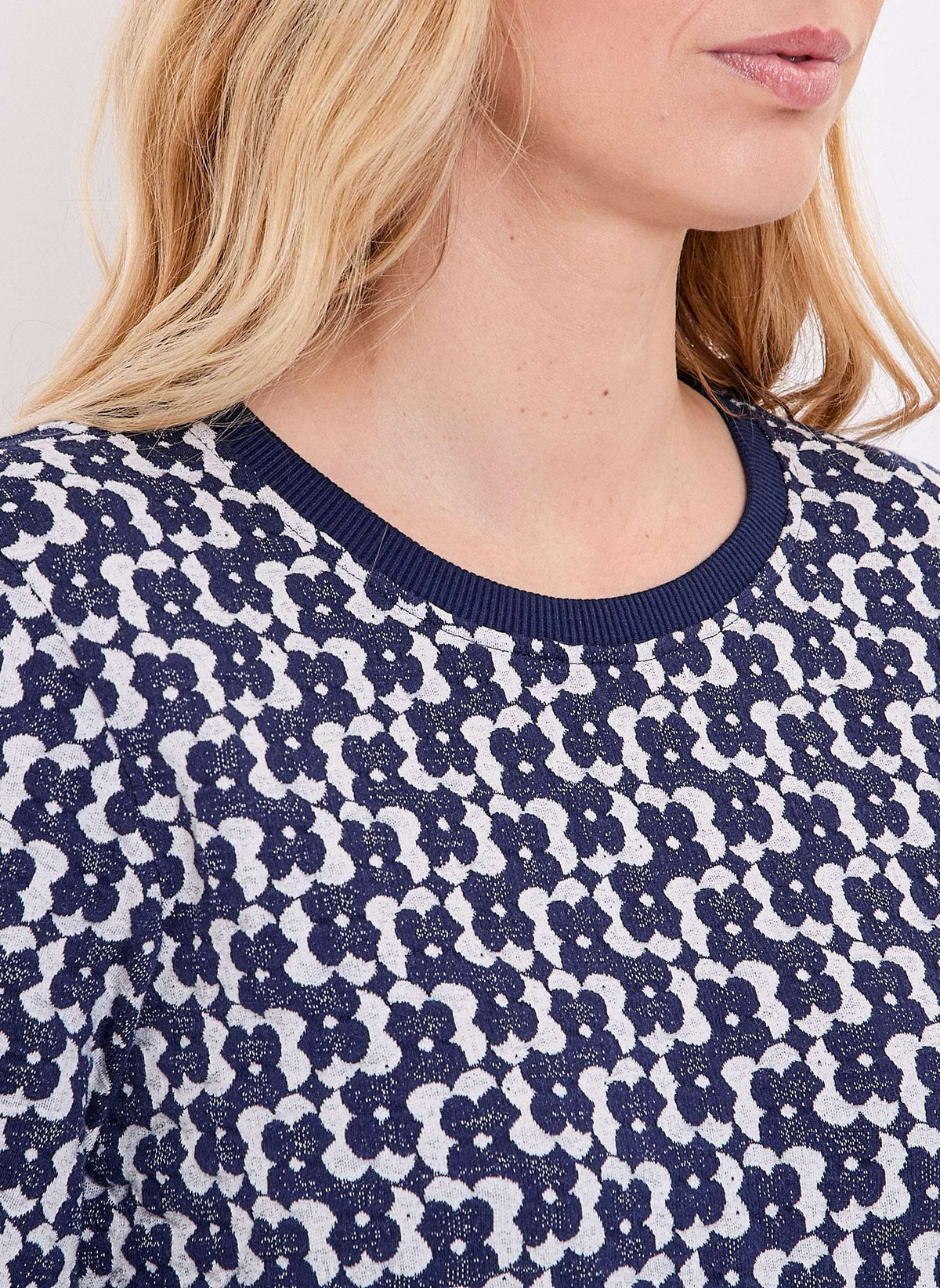 Sweat col rond maille jacquard bio BASILIE